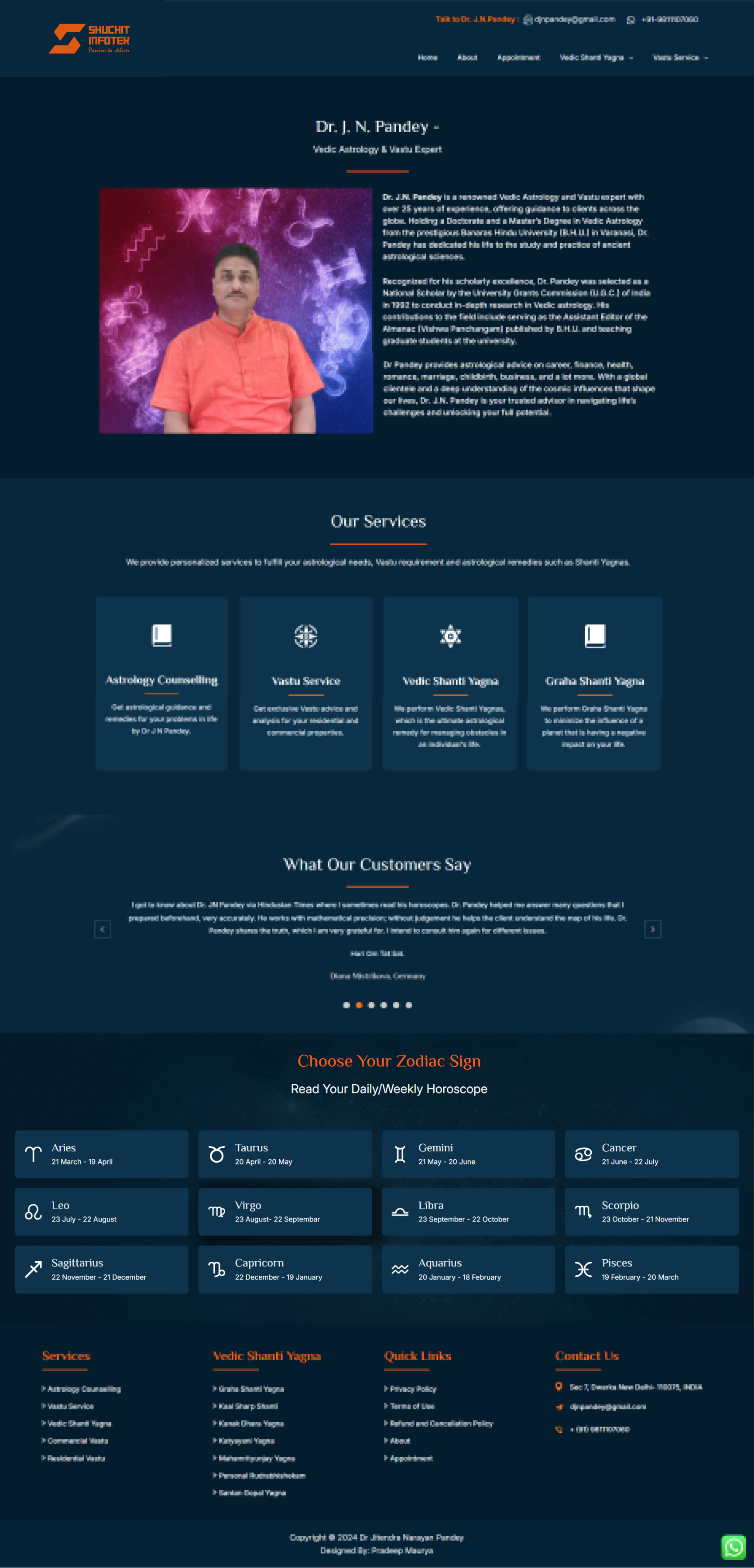 Astrology custom website design examples Delhi NCR